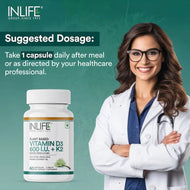 Inlife Vitamin B12 (RDA) Tablets + Vitamin D3 600 IU with K2 - MK7 Capsules | Vegeterian Combo Pack