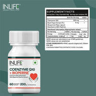 Inlife Coenzyme Q10 Supplement (CoQ10) with Bioperine | 200mg | 60 Veg. Capsules