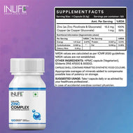 Inlife Zinc Supplements, Chelated Zinc Complex | Men & Women | 120Veg. Capsules