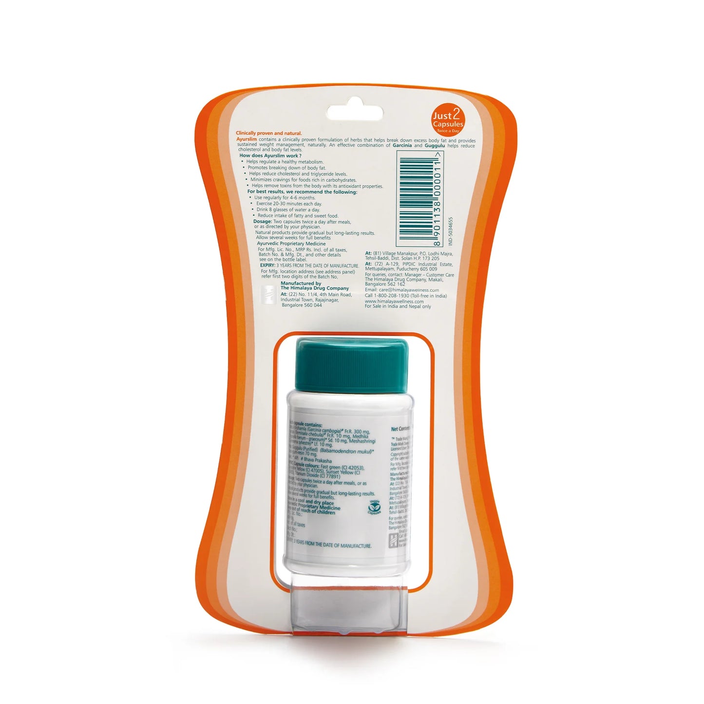 Packaging of a bottle with a clear window showing the product inside, on a white background.