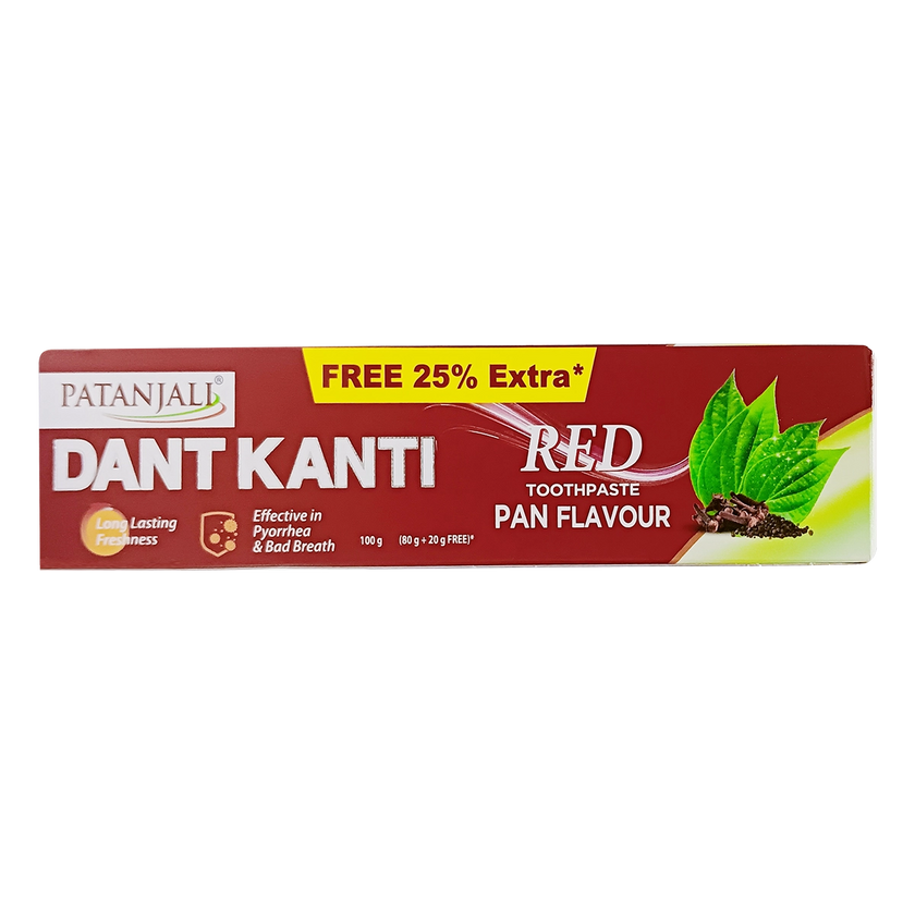 Patanjali Dant Kanti Red Toothpaste (Pan Flavour) 80 g + 25% Extra