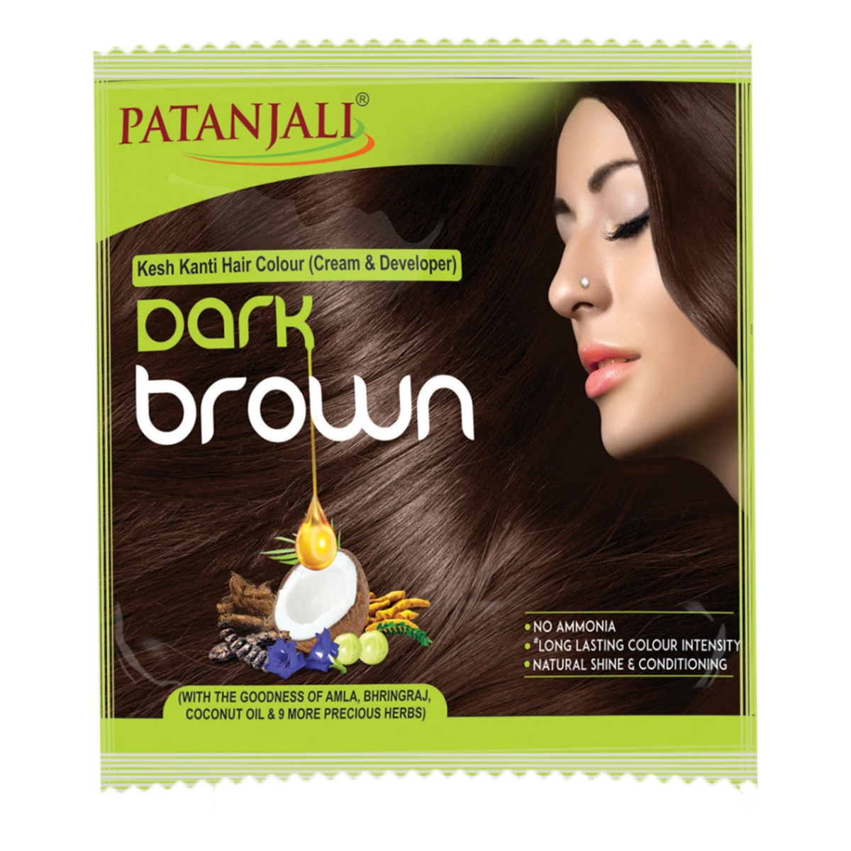 Patanjali Kesh Kanti Hair Colour Dark Brown (Cream & Developer) 40g