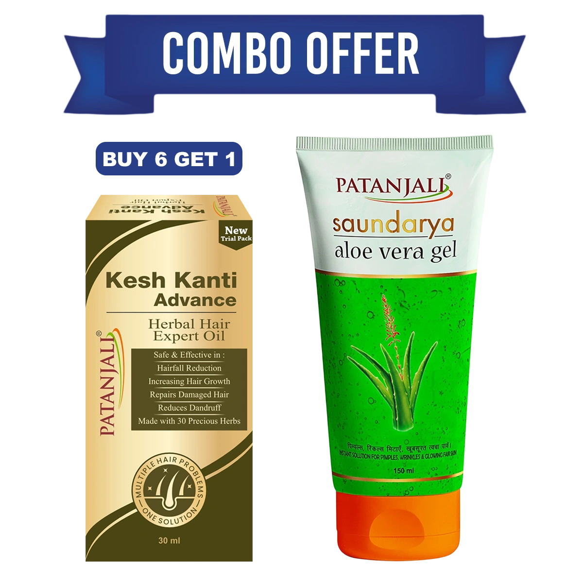 Combo - Keshkanti Advance Herbal Hair Expert Oil-30ml (B6 G1) Aloe vera gel 150ml