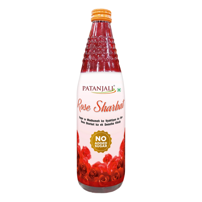 Patanjali Sugar Free Rose Sharbat – Refreshing Herbal Beverage 750ml