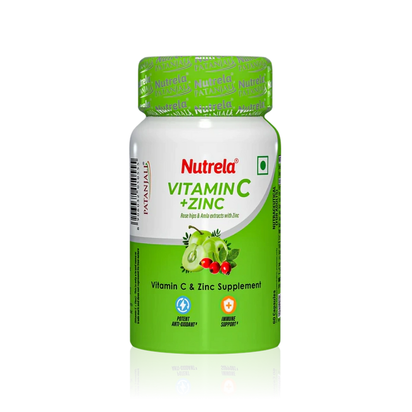 Patanjali Nutrela Vitamin C + Zinc 60 Capsules