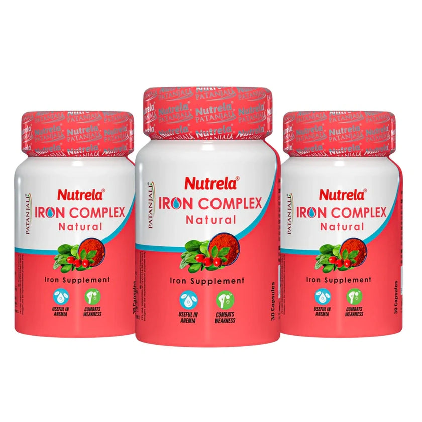 Patanjali Nutrela Iron Complex Natural 30 Capsules (pack of 3)
