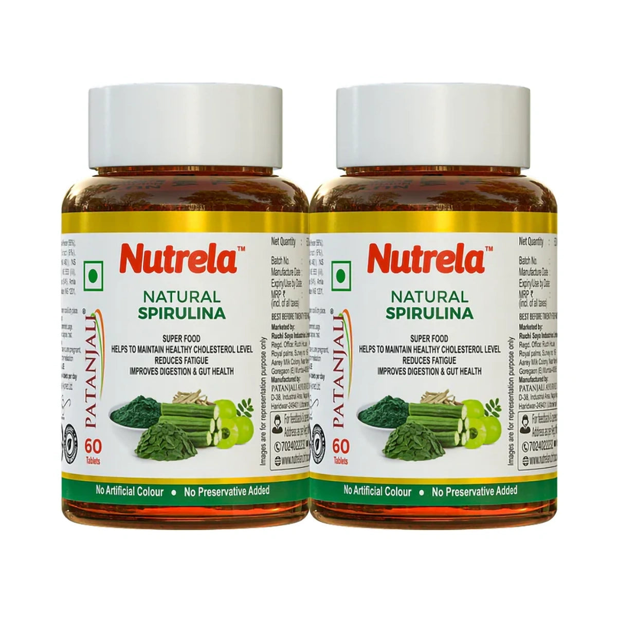 Patanjali Nutrela Natural Spirulina 60 Tablets (Pack of 2)