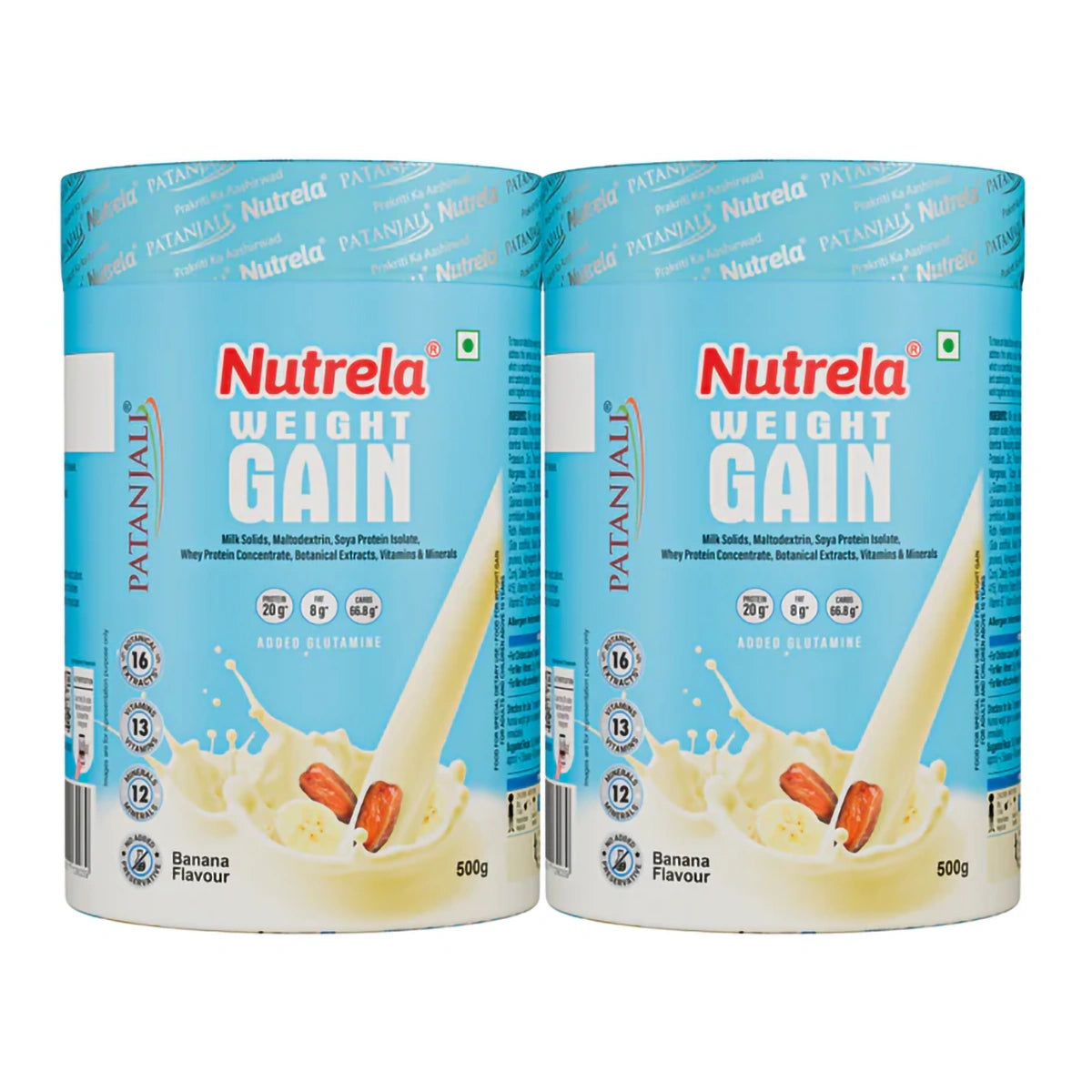 Patanjali Nutrela Weight Gain Banana Flavor 500g (Pack of 2)
