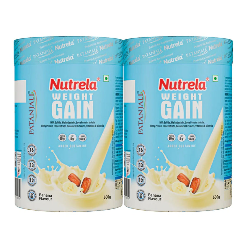Patanjali Nutrela Weight Gain Banana Flavor 500g (Pack of 2)