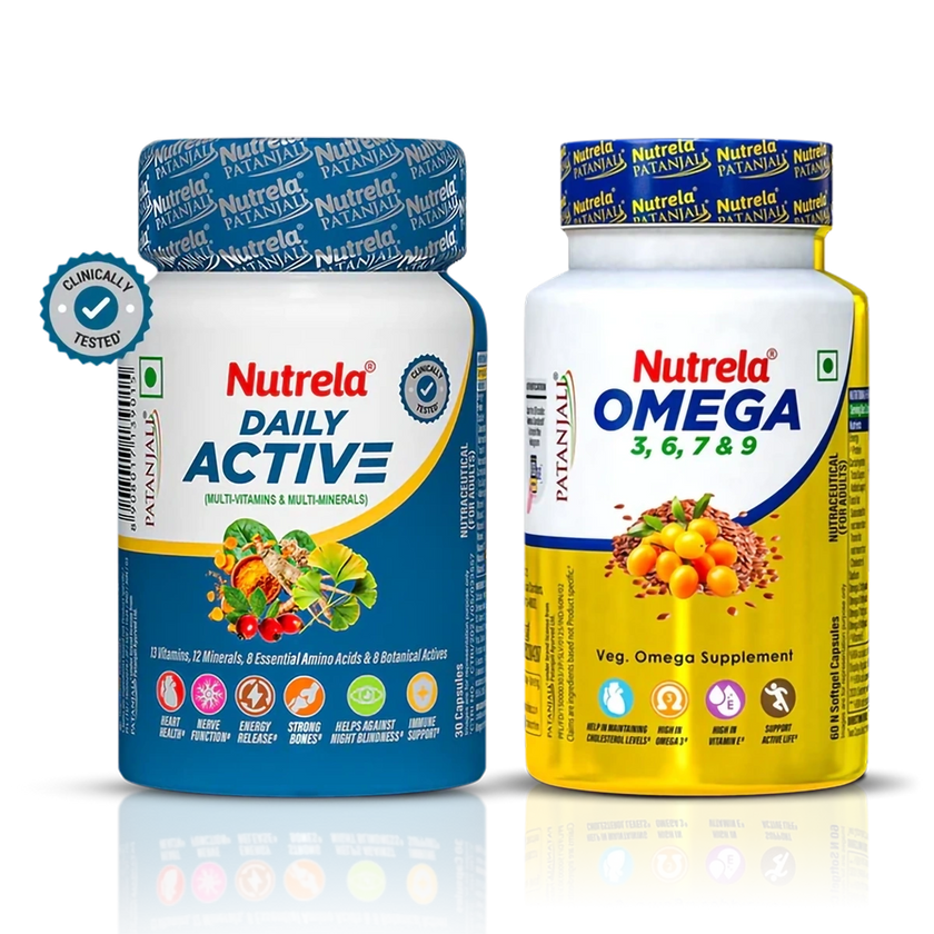 Patanjali Nutrela Daily Active + Omega 3 Softgel Capsules (30N + 60N)