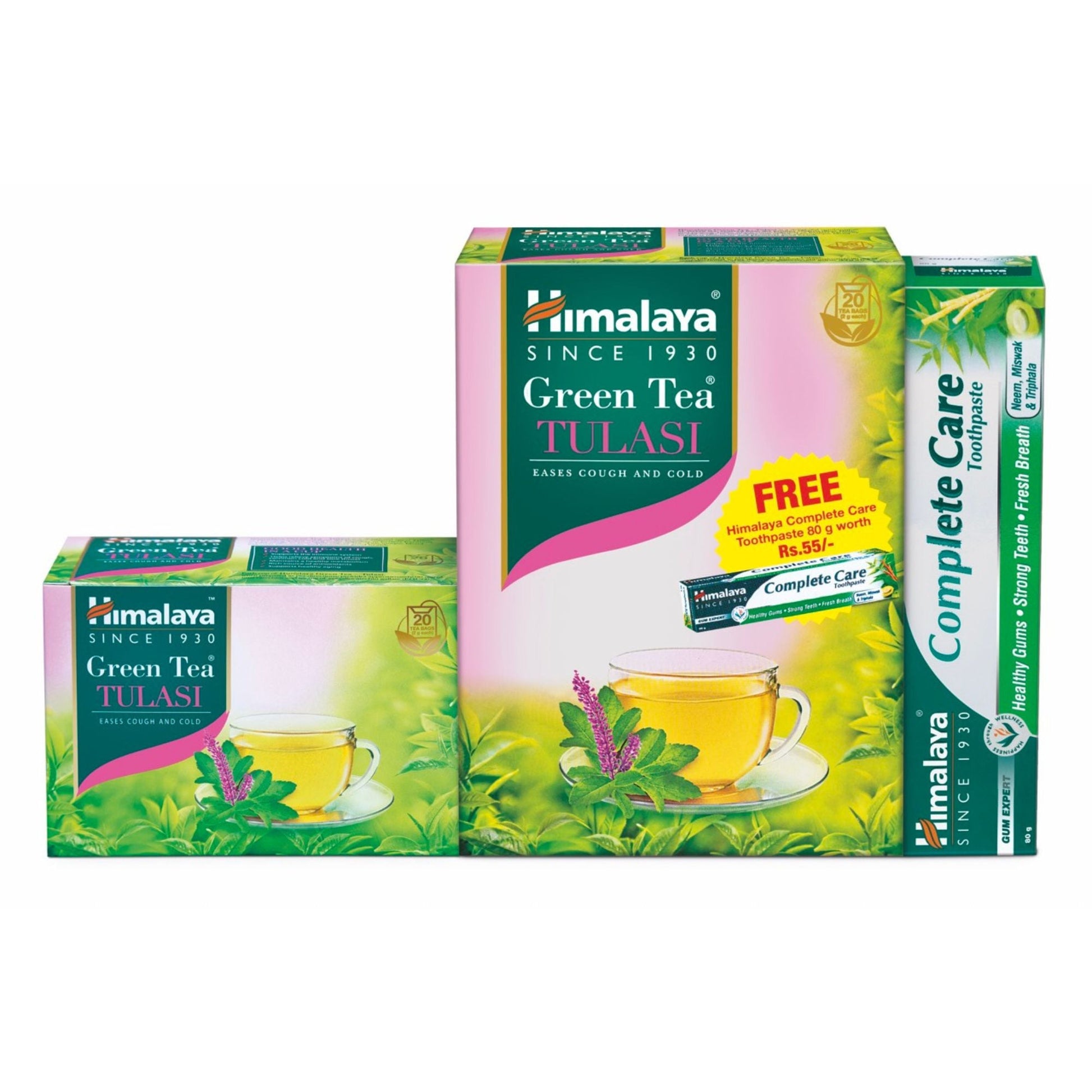GREEN TEA TULASI 2G´20s + COMPLETE CARE TOOTHPASTE 80G FREE OFFER PACK