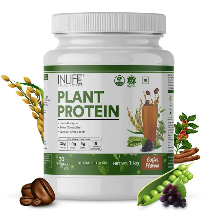 Inlife Plant Based Protein Powder Supplement | 25gms Protein (500g)