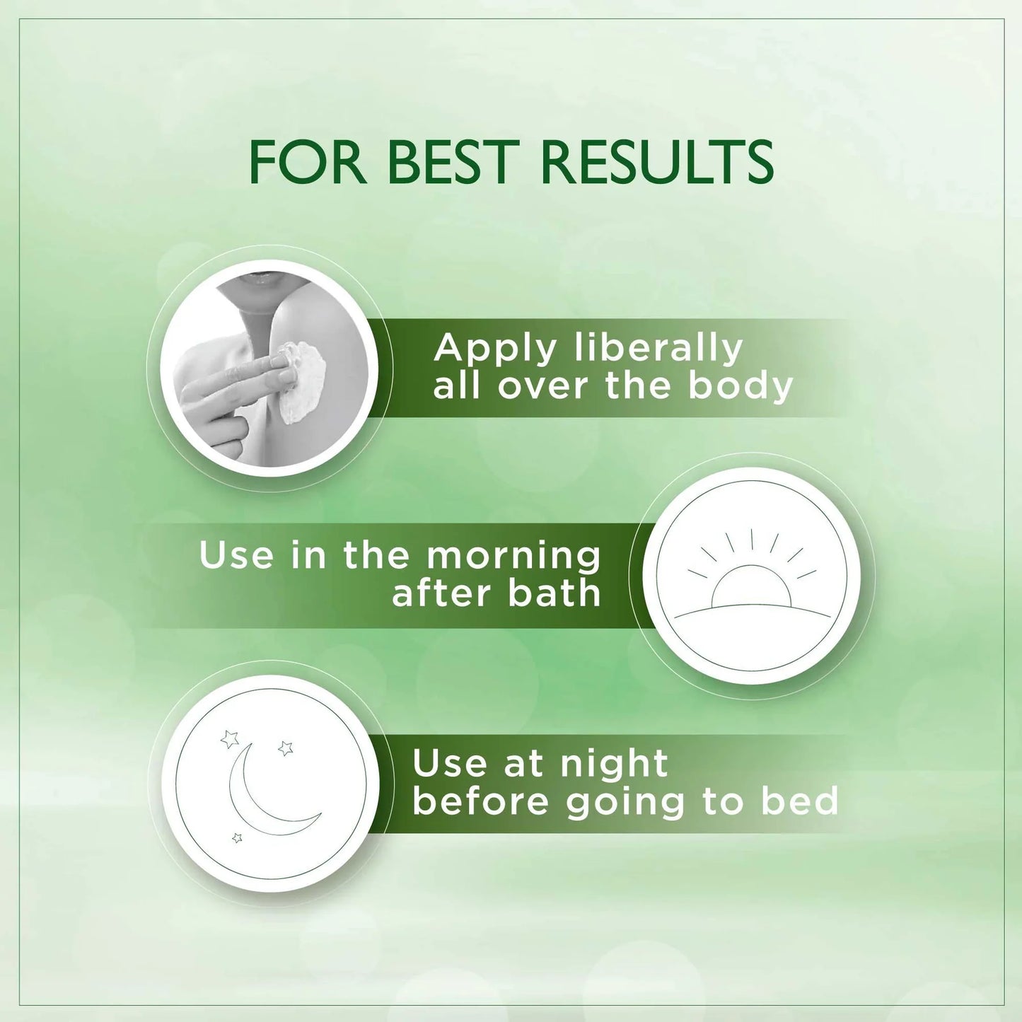 Instructions for using a product on a green background