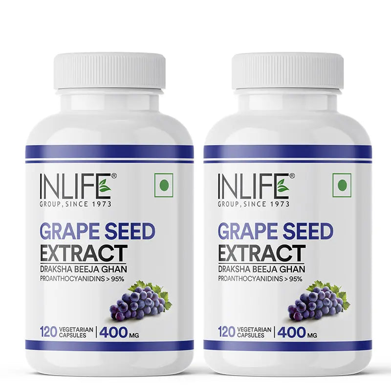 Inlife  Grape Seed Extract (Proanthocyanidins > 95%)|400mg| 60 Veg Capsules