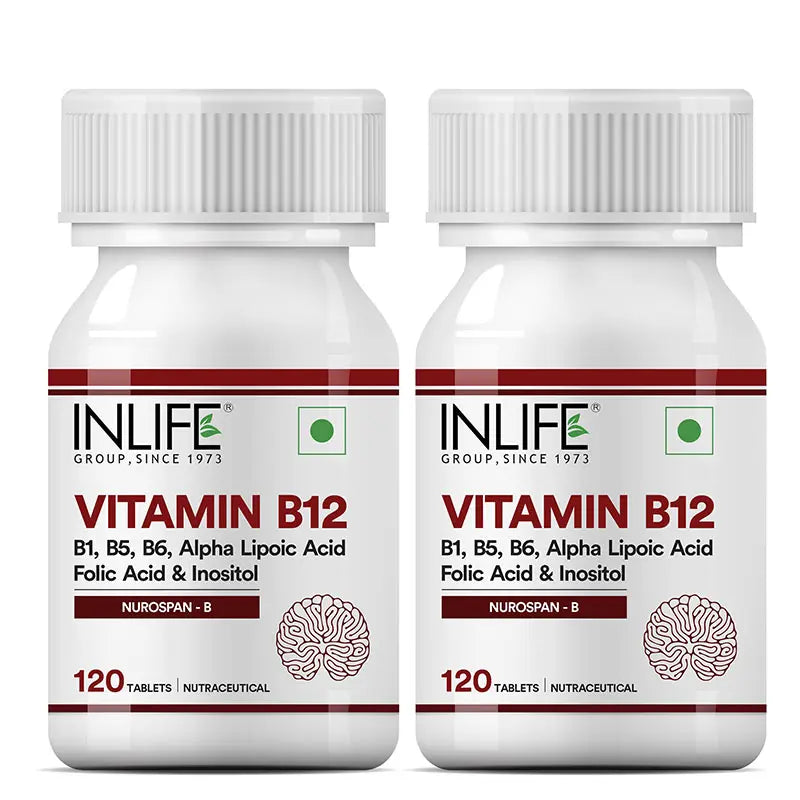 Inlife Vitamin B12 Supplement with ALA, Folic Acid ; Inositol | 120 Tablets (RDA Compliant)