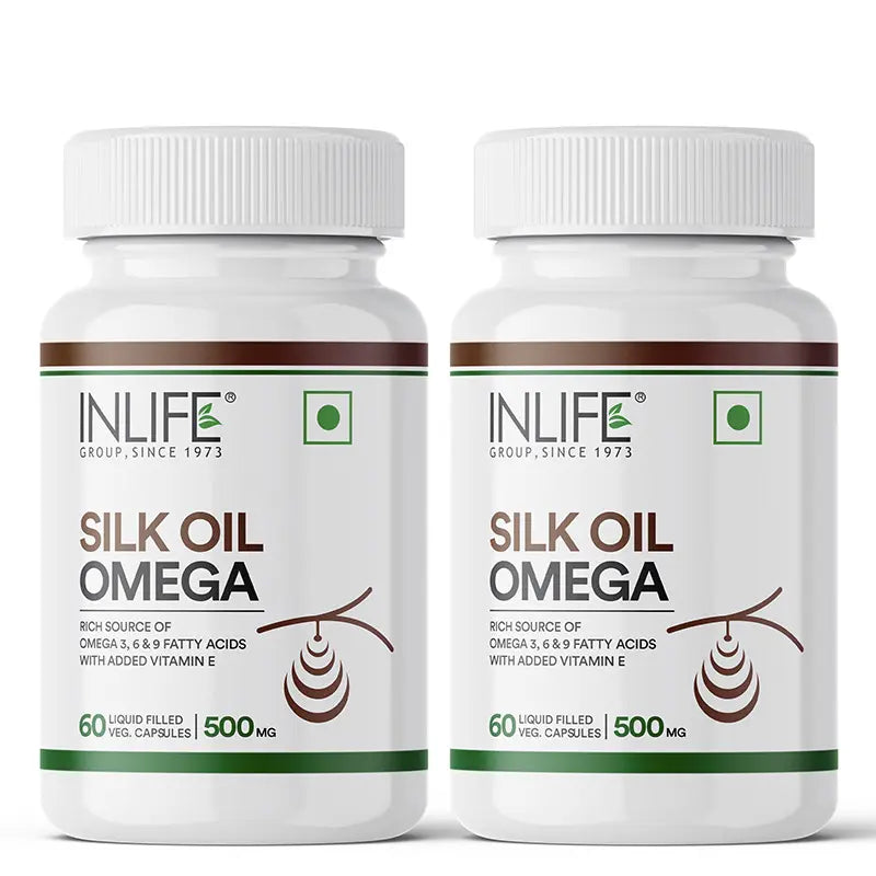 Inlife Silk Oil Veg. Omega 3 6 9 Capsules | 500mg | Veg. Capsules - 8