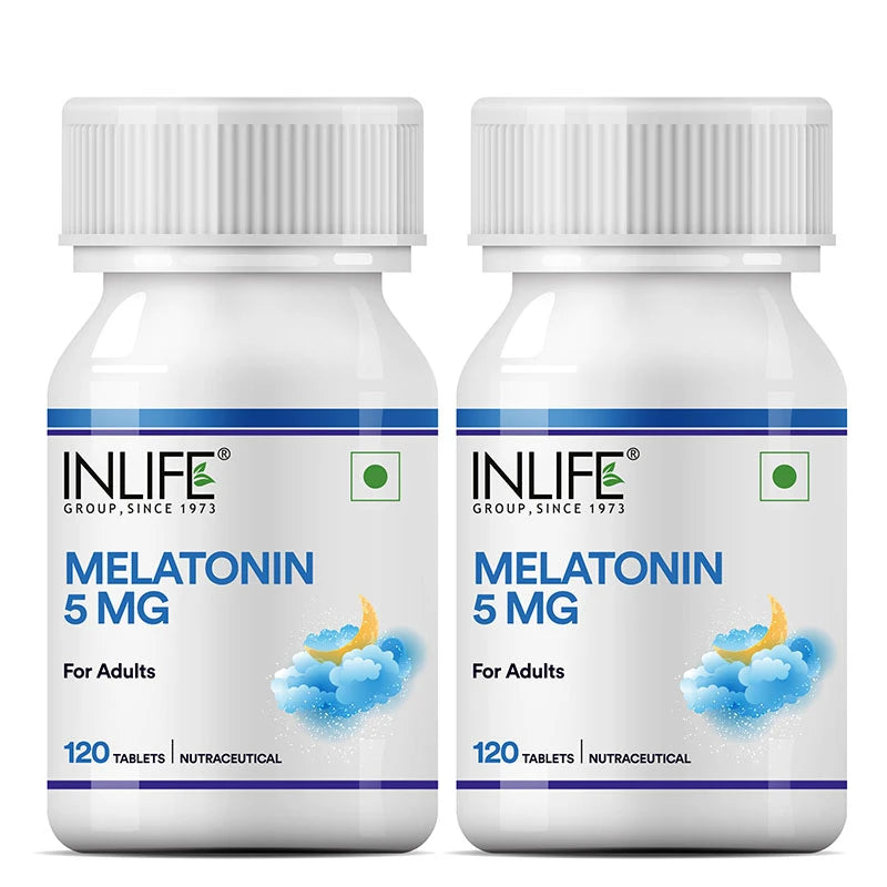 Inlife Melatonin 5mg Tablets Supplement for Adults | Sleep and Relaxation | 120 Vegetarian tablets