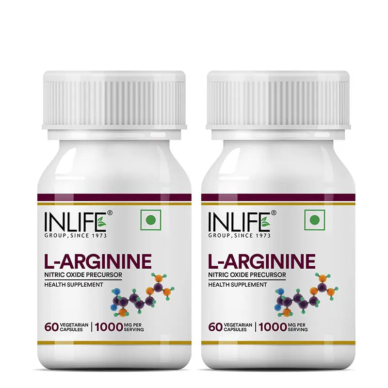Inlife L-Arginine (1000mg) Serving Supplement | 60 Veg. Capsules