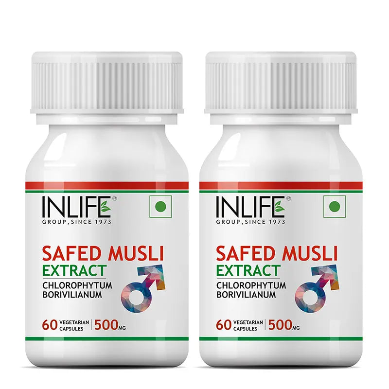 Inlife Safed Musli Extract Supplement |500mg | Veg. Capsules - 5