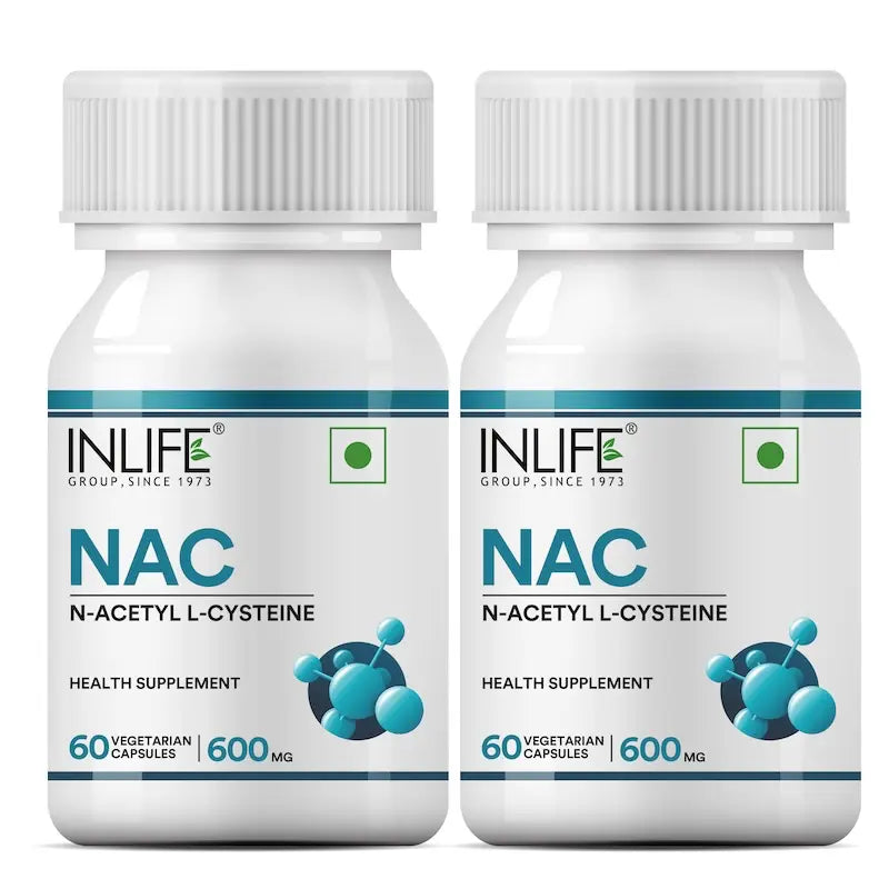 Inlife N-Acetyl Cysteine (NAC) Supplement 600mg | Supports Liver & Respiratory Health | Veg. Capsules - 8