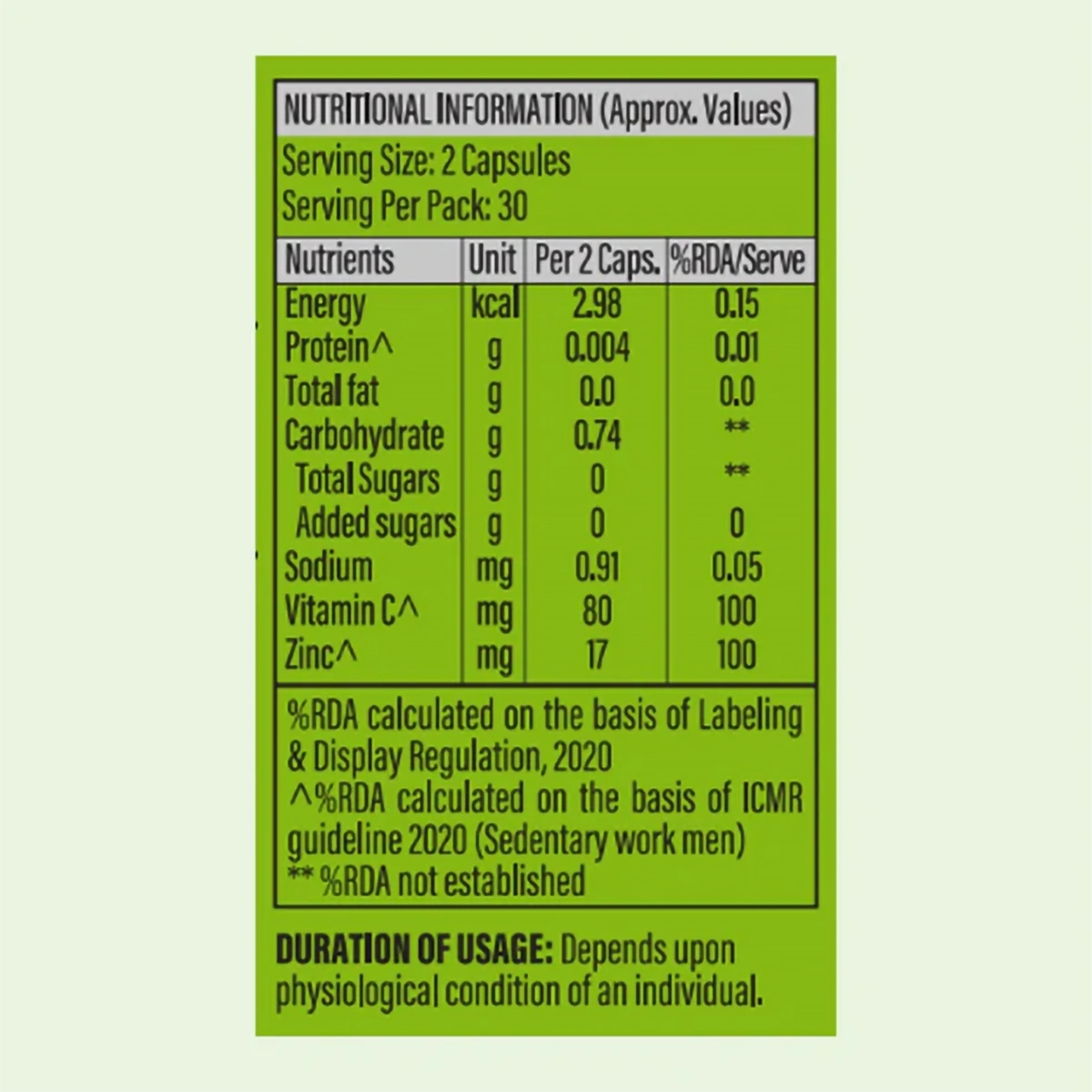 Patanjali Nutrela Vitamin C+ Zinc-60 Cap