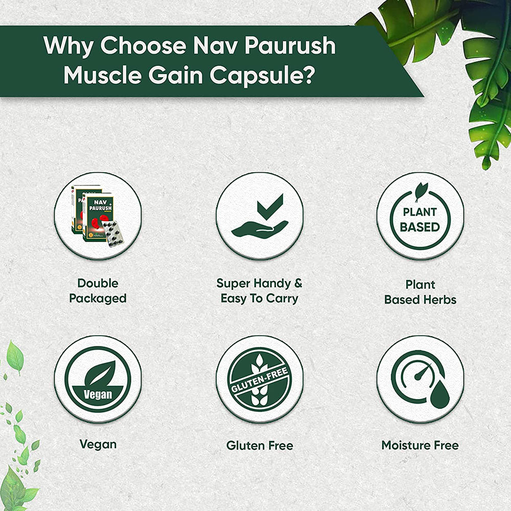 Nav Paurush Weight Gain Capsules | Ayurvedic Weight Gainer Herbal Tablets