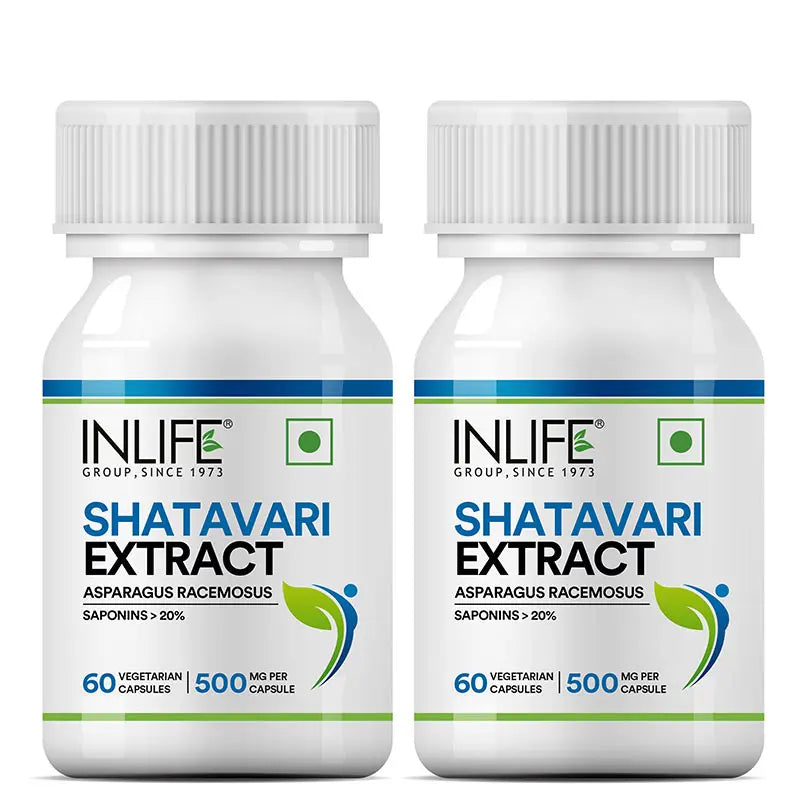 Inlife Shatavari Extract (Saponins>20%), 500mg | 60 Veg. Capsules