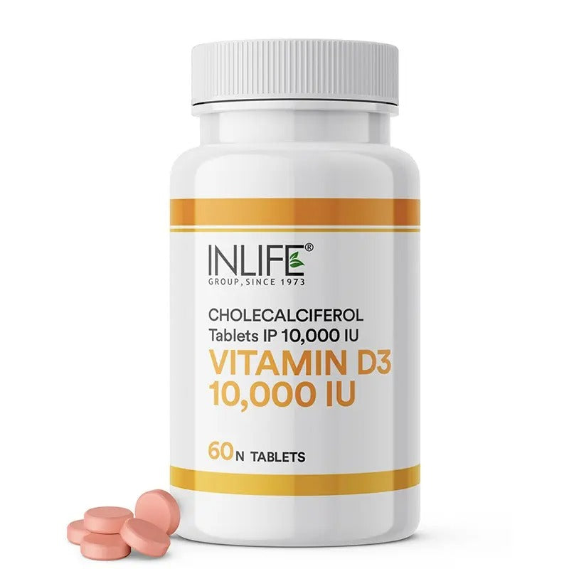 Inlife Vitamin D3 10000 IU Cholecalciferol Supplement | Chewable 60 Tablets