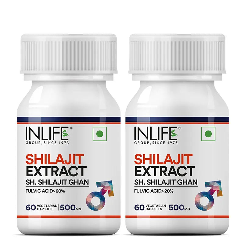 Inlife Shilajit Extract Supplement | 500 mg | Veg. Capsules - 8