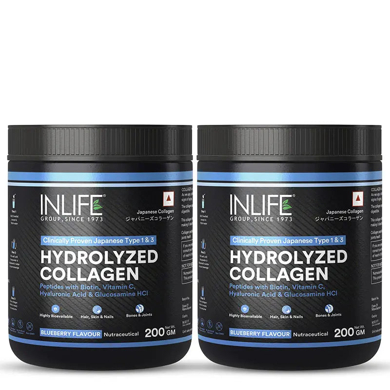 Inlife Hydrolyzed Japanese Collagen Peptides | with Biotin, Hyaluronic Acid & Glucosamine HCl | 200g Powder