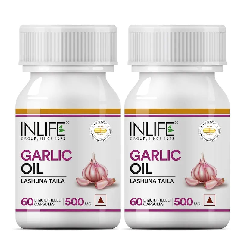 Inlife Garlic Oil Supplement | 500mg | 60 Liquid Filled Capsules