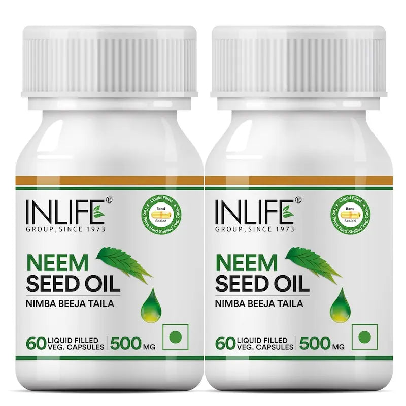 Inlife Neem Seed Oil Supplement | 500mg | Veg. Capsules - 9