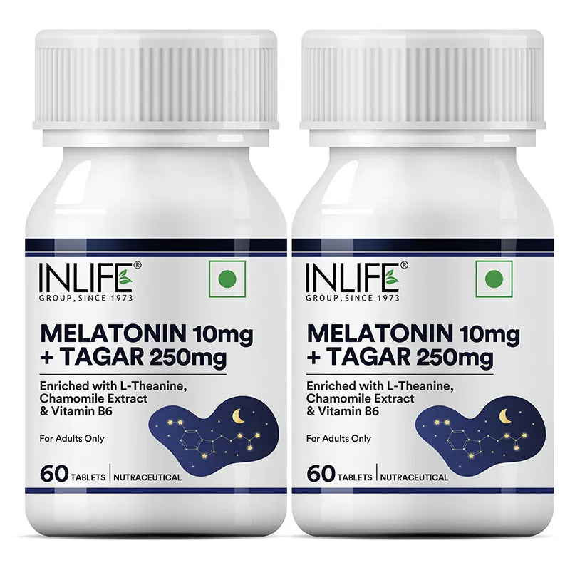 Inlife Melatonin (10mg) with Tagar (250mg)| 60 Vegetarian Tablets