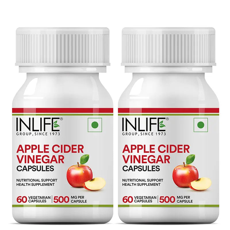 Inlife Apple Cider Vinegar Supplement, 500mg | 60 Vegetarian Capsules