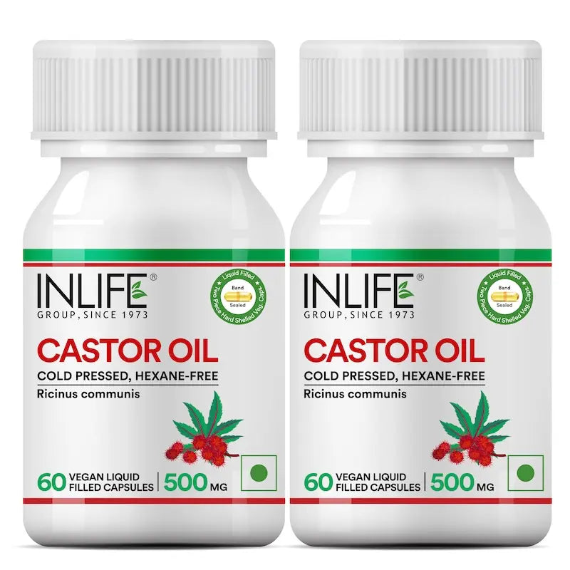 Inlife Castor Oil Supplement | 500mg | Veg. Capsules - 9