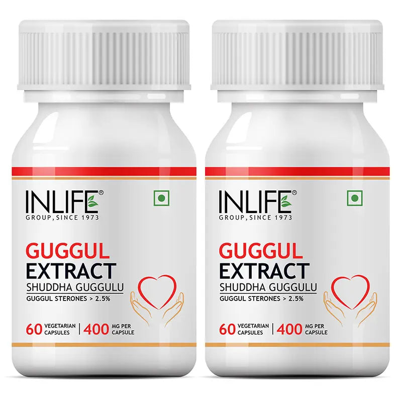 Inlife Guggul Extract Supplement (Guggul Sterones 2.5%) |400 mg |60 Veg. Capsules