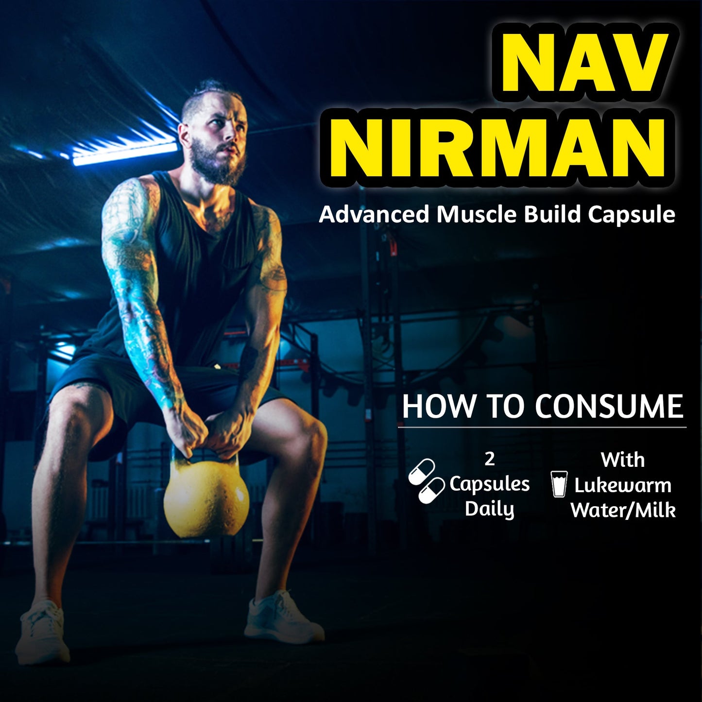 Nav Nirman Advanced Muscle Build Capsule for Natural Muscle Gain | Ayurvedic Weight Gain Capsules 