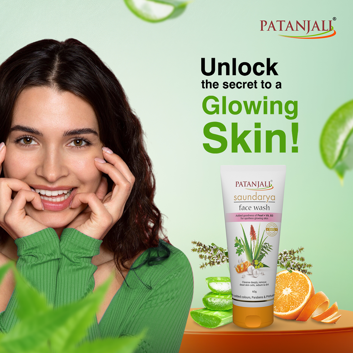 Patanjali Saundarya Herbal Face Wash 60g