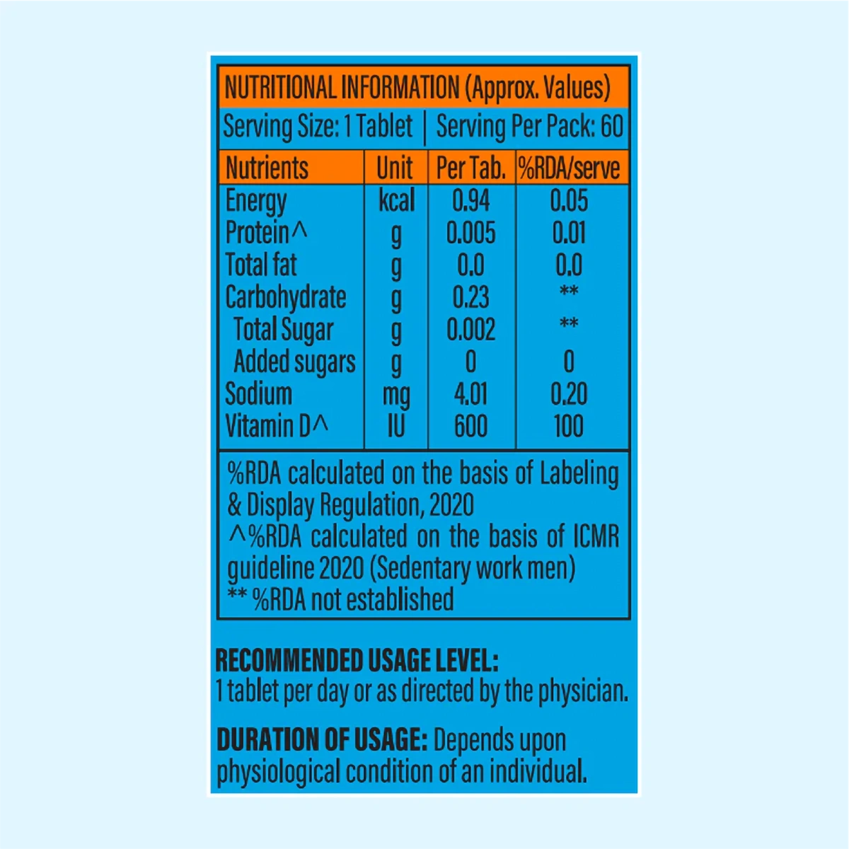 Patanjali Nutrela Vit D2k Natural Tab Vanilla (60N)