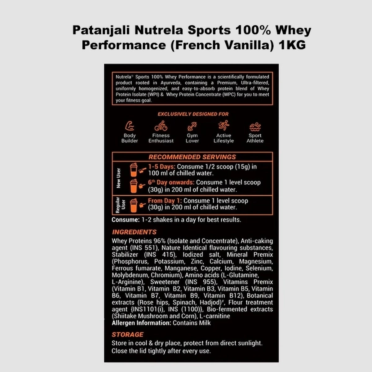 Combo- Patanjali Nutrela Sports Whey Performance Fv 1kg + Patanjali Nutrela Sports Creatine Monohydrate - 100g
