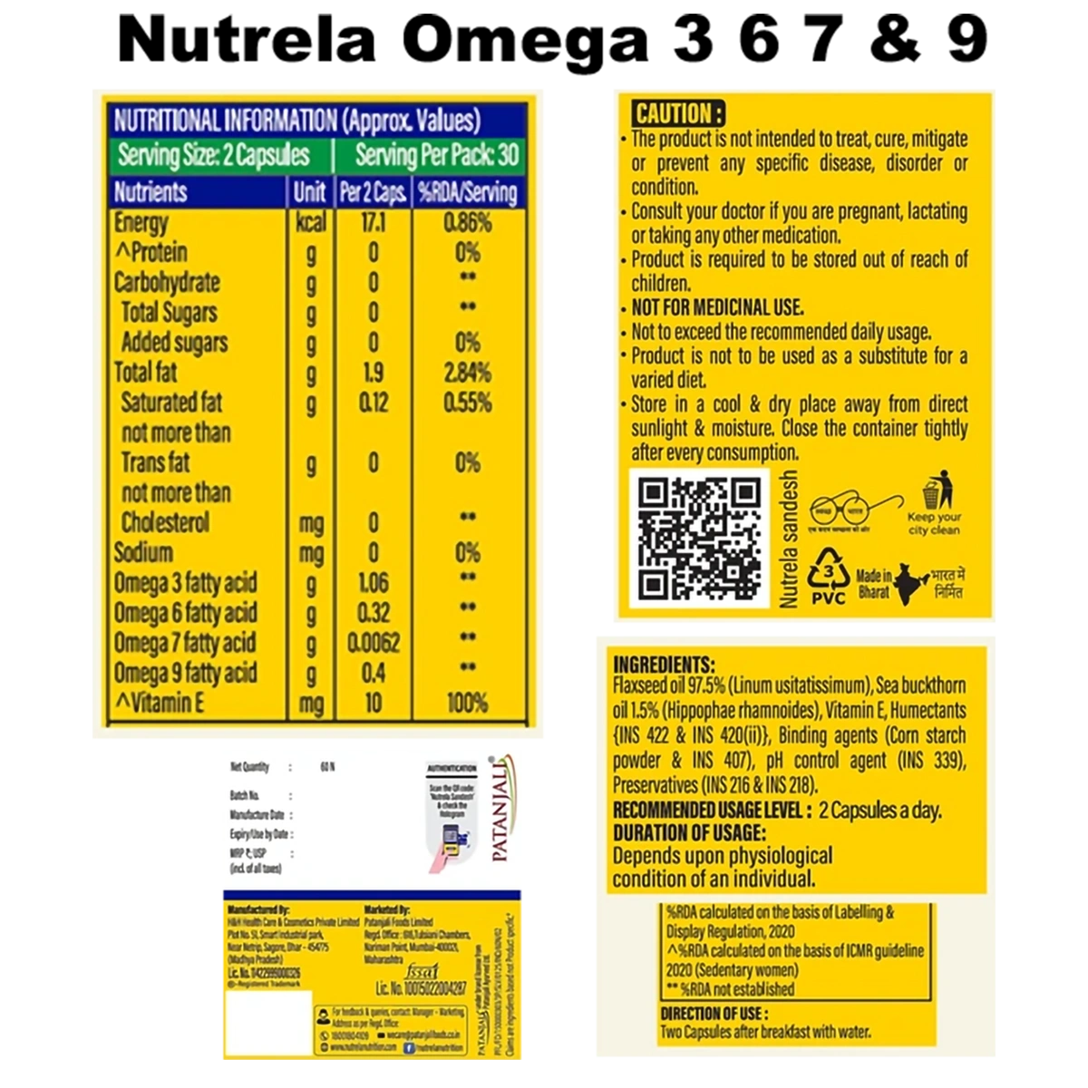 Combo Pat. Nutrela Daily Active + Omega 3 Softgel Capsule (30N+60N)