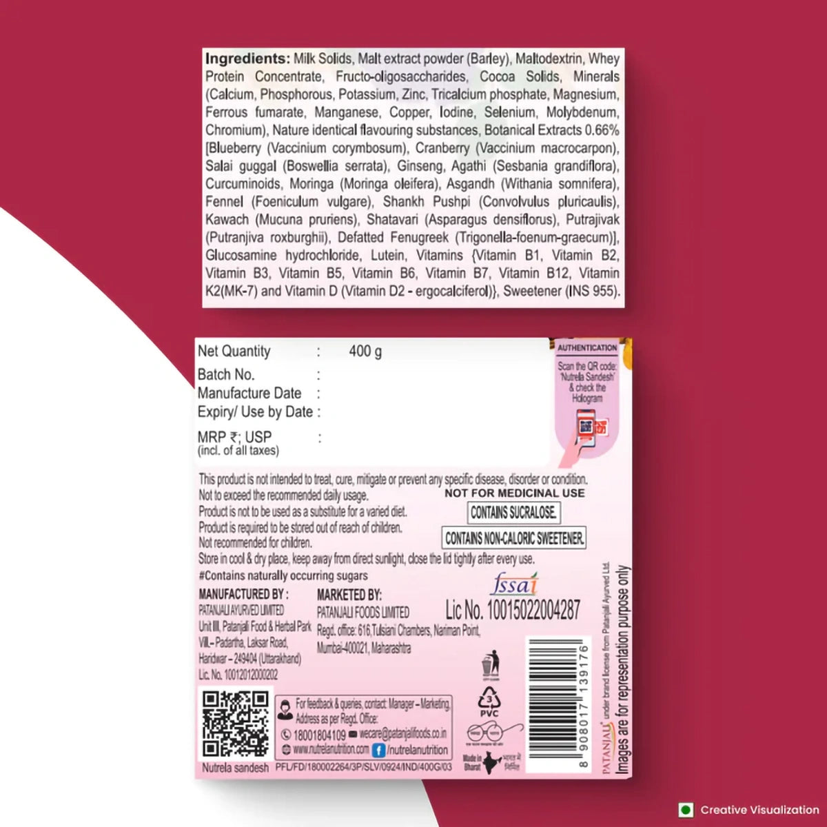 Patanjali Nutrela Women Superfood - Chocolate Flavor - 400g (pack of 2)