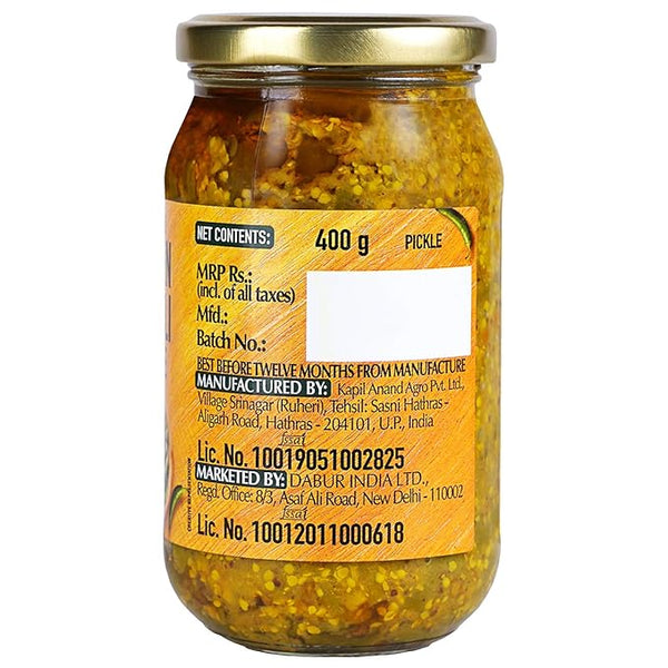 Dabur Hommade Green Chilli Pickle 400g (Pack Of 2)