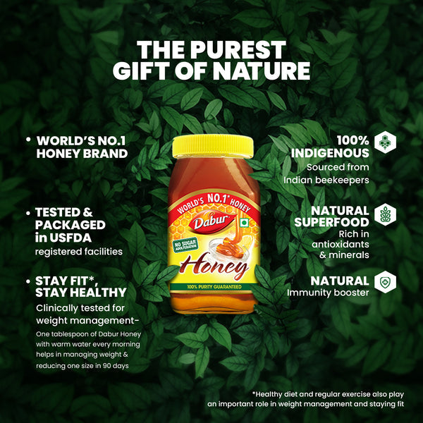 Dabur Honey | World's No.1 Honey Brand with No Sugar Adulteration | For Fitness & Health