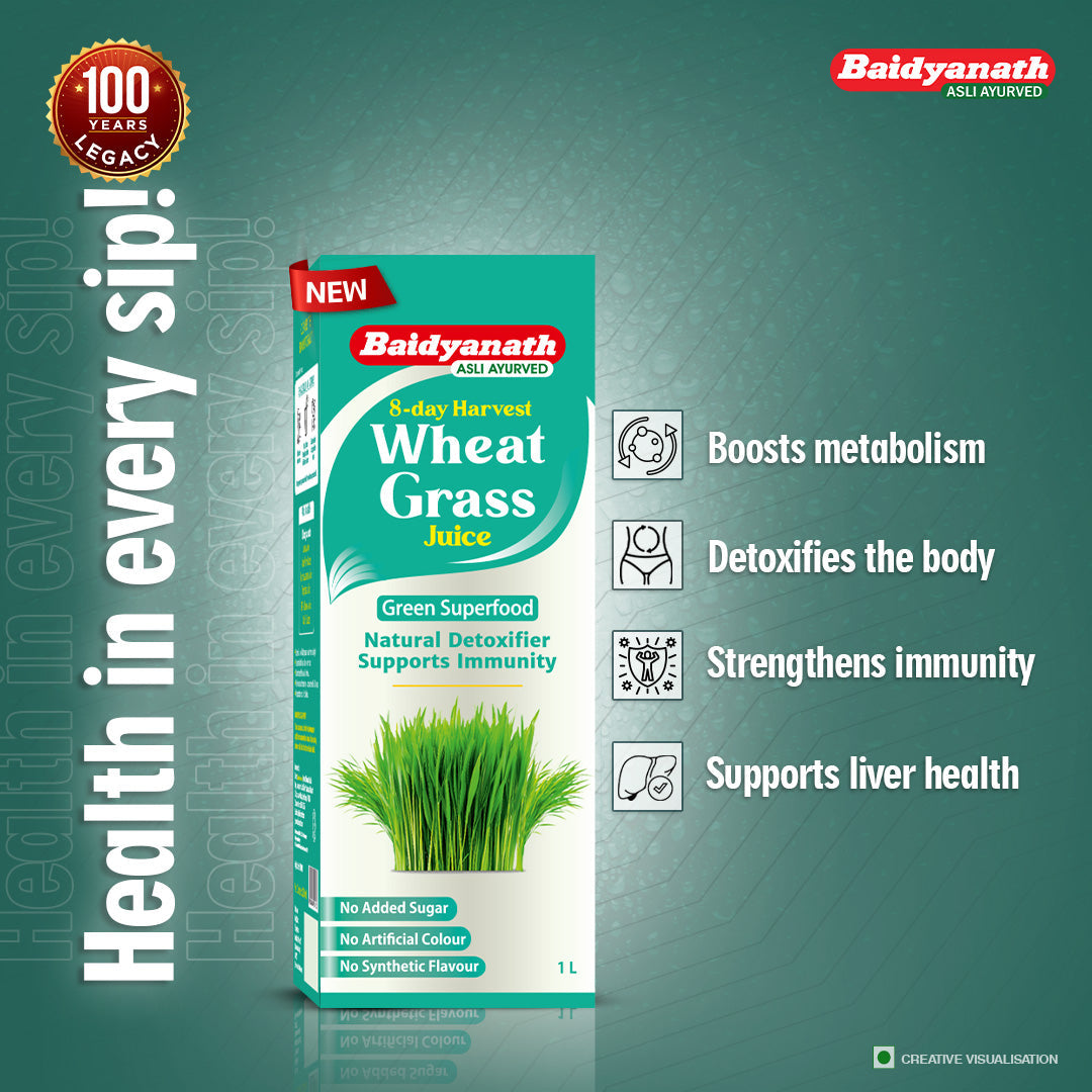 Baidyanath Wheatgrass Juice â€“ Natural Immunity Booster for Daily Energy and Overall Wellness 1 Ltr