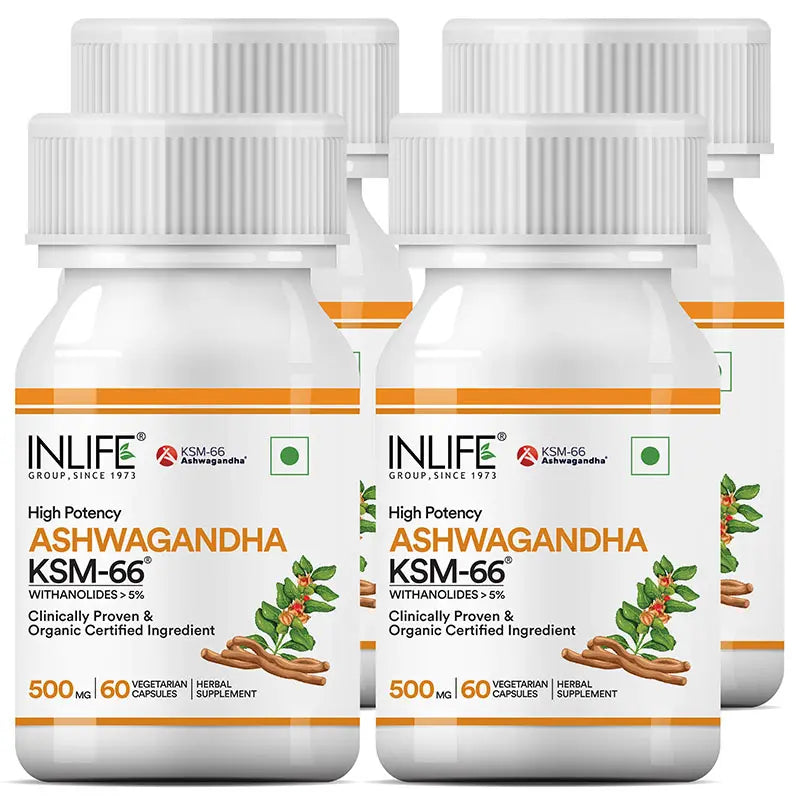 Inlife KSM-66 Ashwagandha with Withanolides > 5% | 60 Veg. Capsules