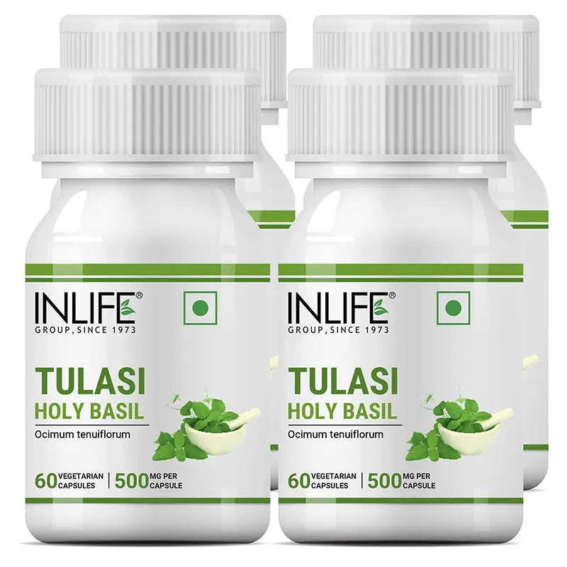 Inlife Tulsi (Tulasi) Holy Basil Extract Supplement | 60 Veg. Capsules
