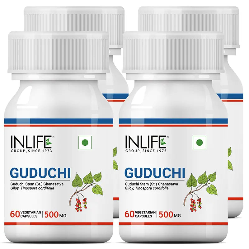 Inlife Guduchi (Giloy) Stem Extract Supplement | 500mg | Veg. Capsules - 5