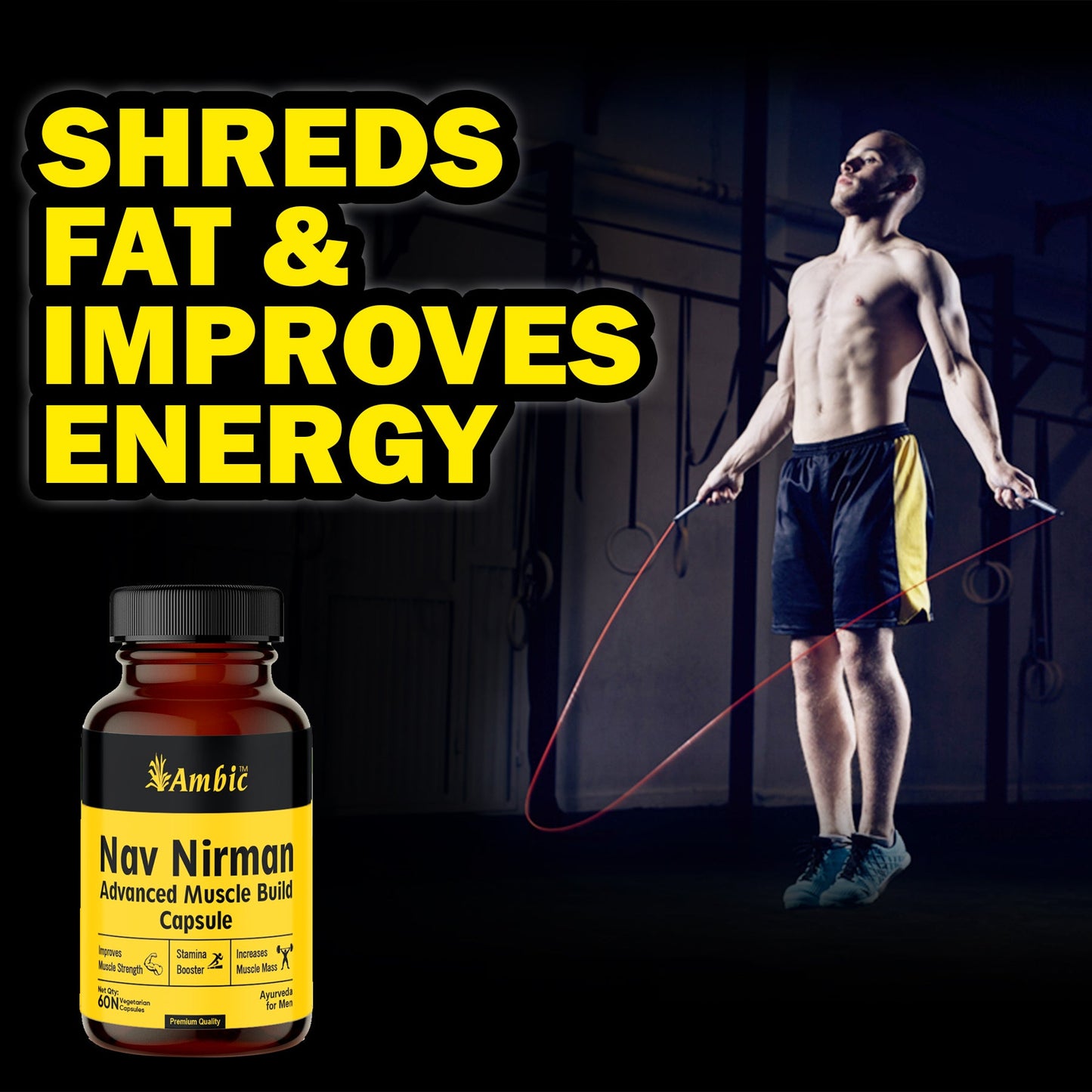 Nav Nirman Advanced Muscle Build Capsule for Natural Muscle Gain | Ayurvedic Weight Gain Capsules 