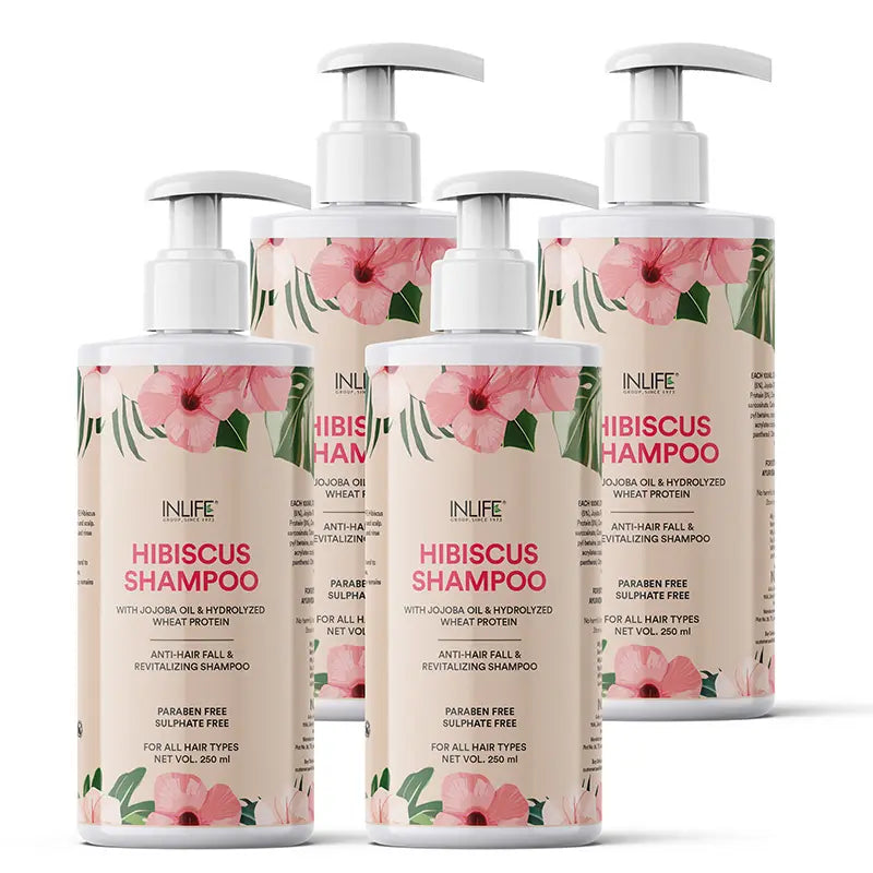 Inlife Natural Hibiscus Shampoo with Jojoba Oil | Hydrolyzed Wheat Protein | 250ml - 8